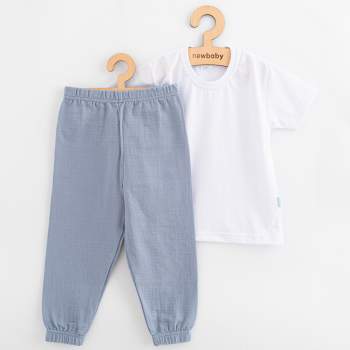 Dtsk bavlnn souprava triko a muelnov kalhoty New Baby Kindergarten modro-ed