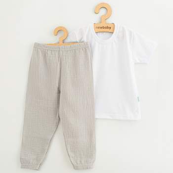 Dtsk bavlnn souprava triko a muelnov kalhoty New Baby Kindergarten svtle ed