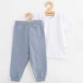 Dtsk bavlnn souprava triko a muelnov kalhoty New Baby Kindergarten modro-ed